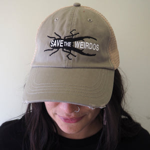 'Save the Weirdos' trucker cap - olive/khaki