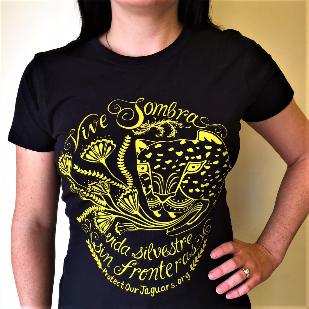 Short sleeved women's t-shirt – ‘Vive Sombra’ black